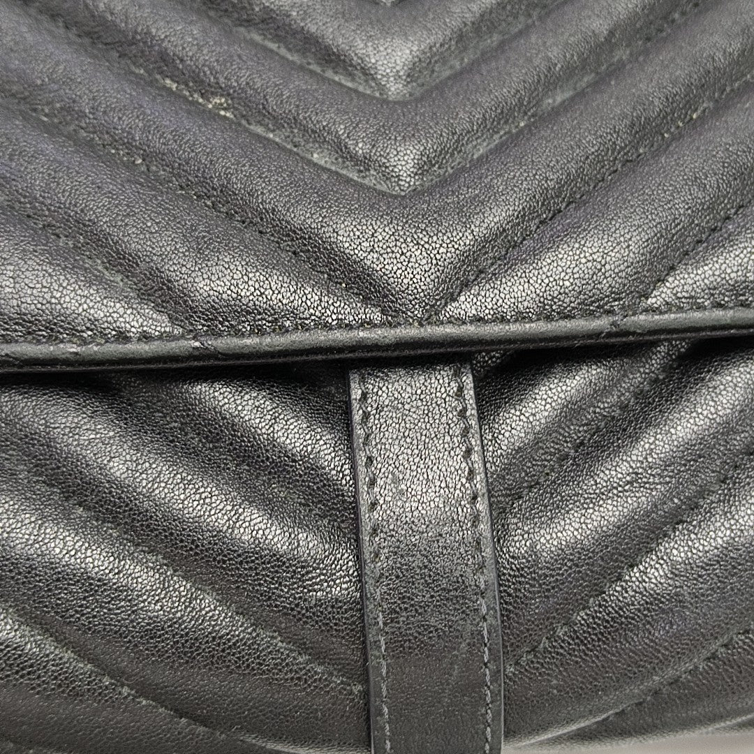 COLLEGE Medium Chevron Lambskin Black