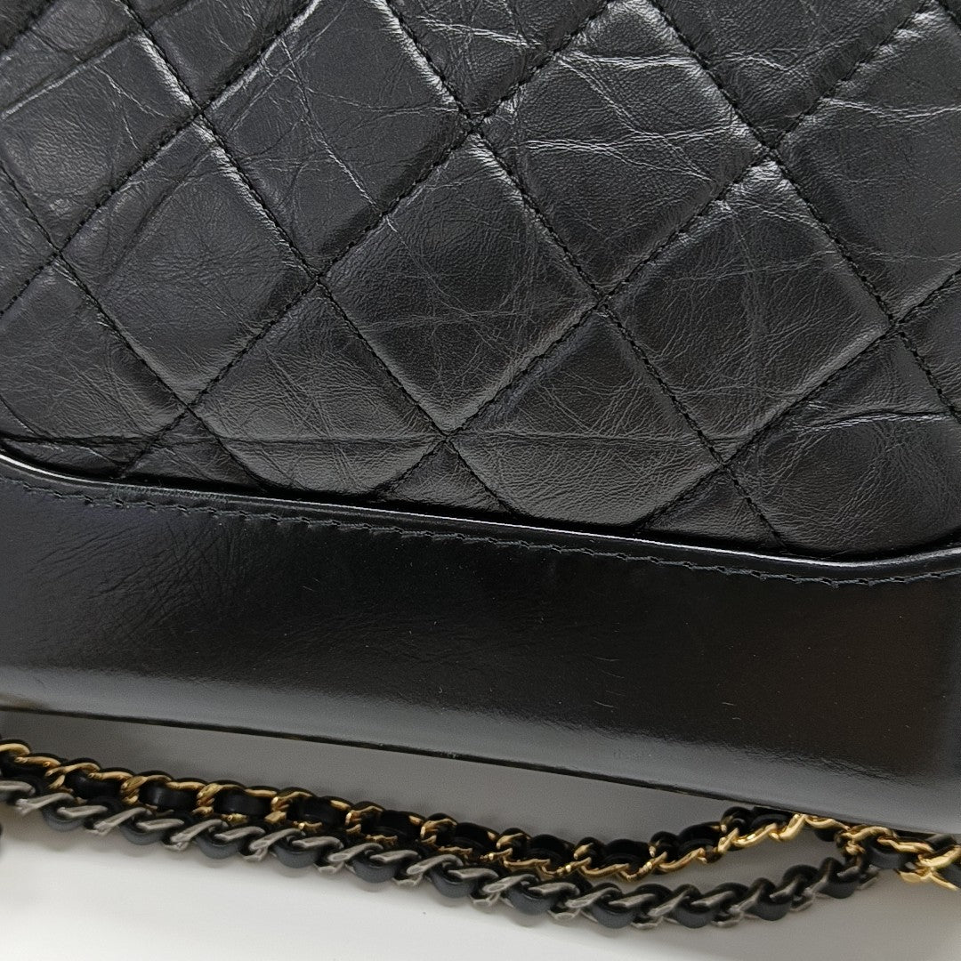 GABRIELLE Small Quilted Vintage Calf Black