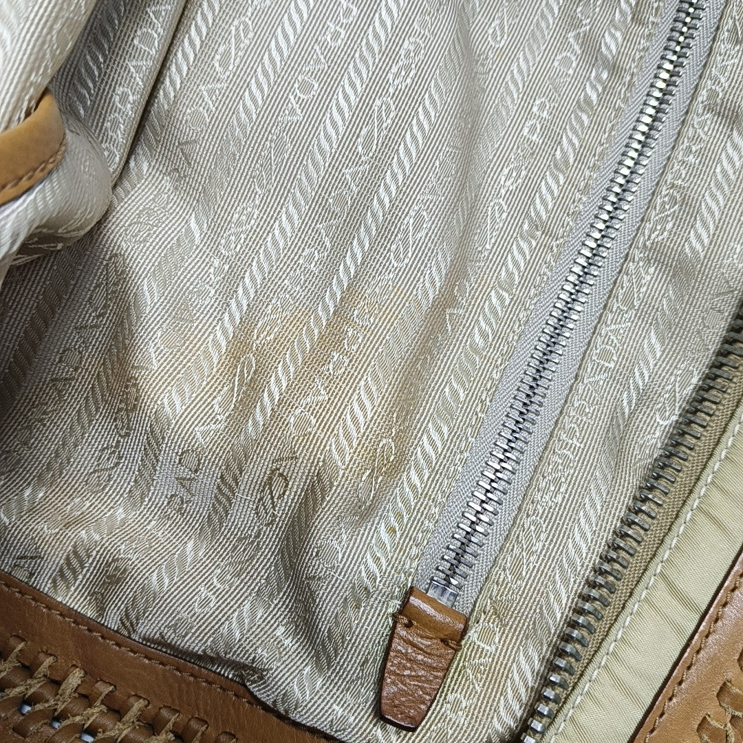 Fabric Top Handle Bag Beige