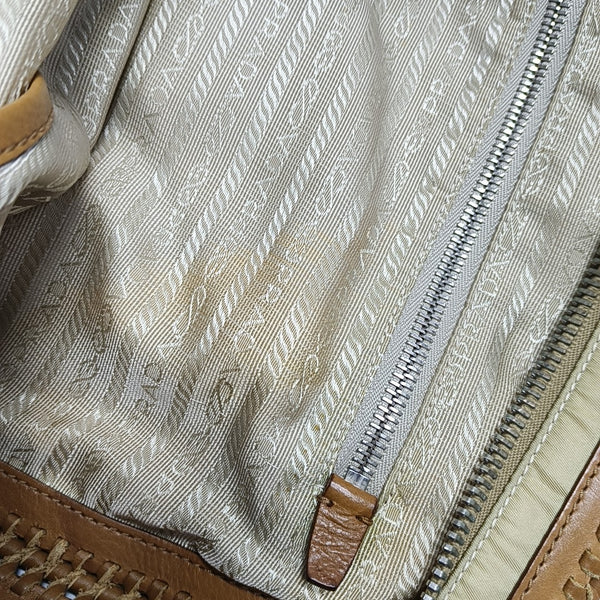 Fabric Top Handle Bag Beige