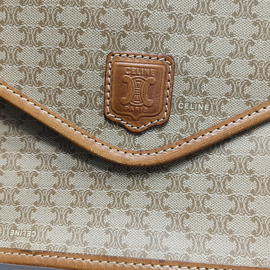 Coated Canvas Shoulder Bag Beige