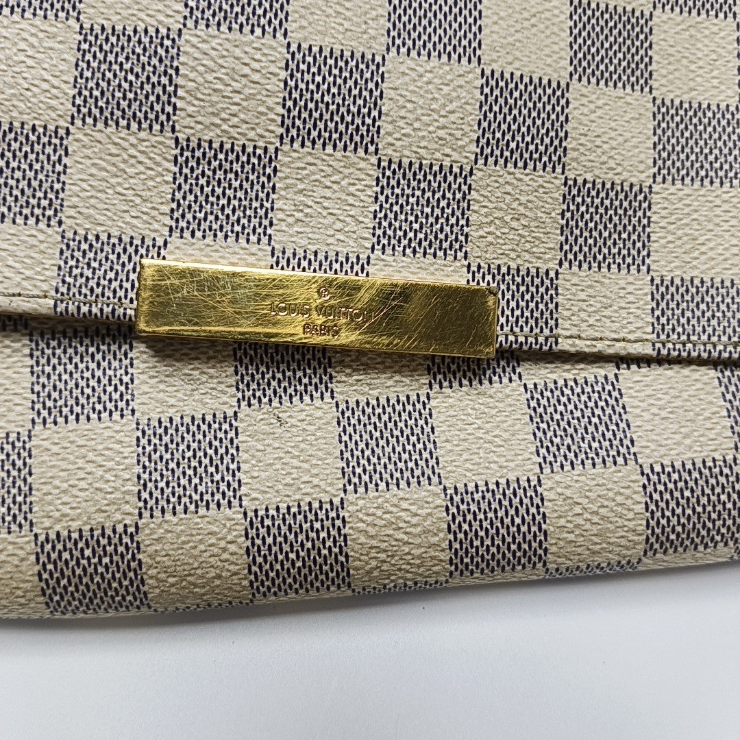 FAVORITE PM Damier Azur Coated Canvas White
