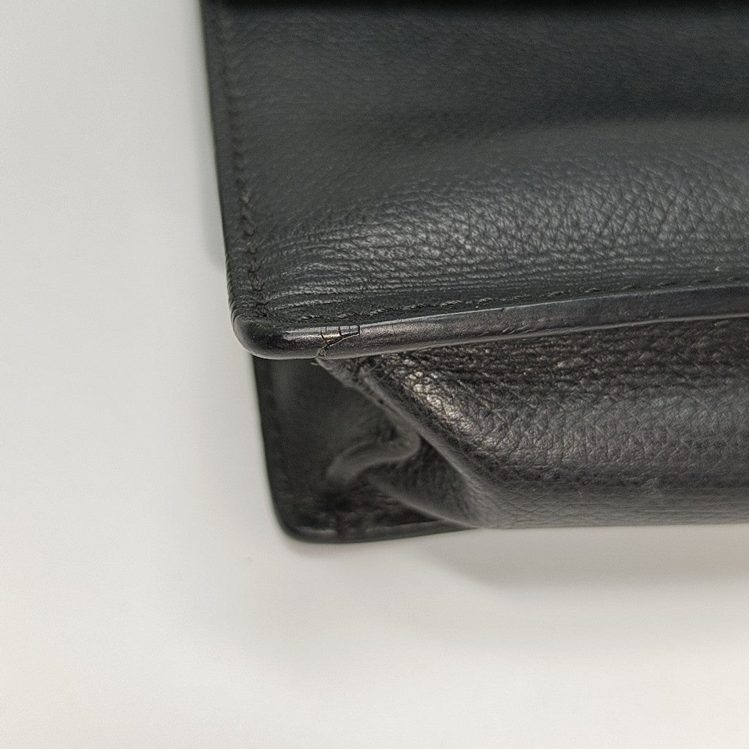 Leather Top Handle Bag Black