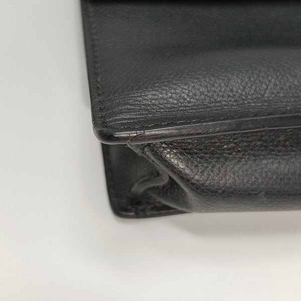 Leather Top Handle Bag Black
