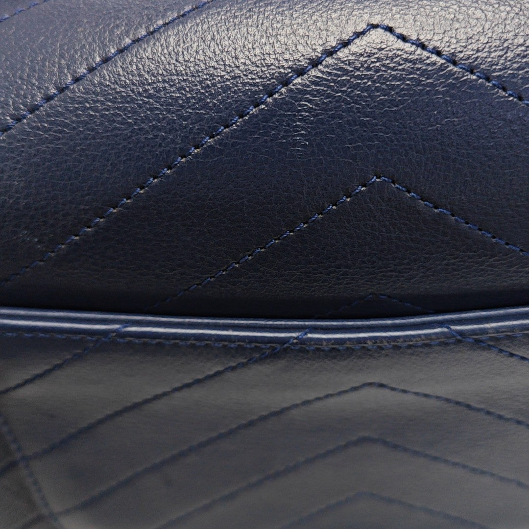 Chevron Calfskin Shoulder Bag Blue