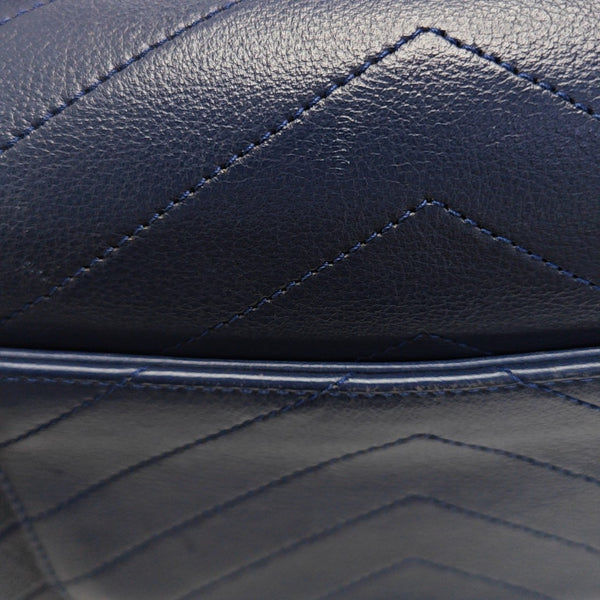 Chevron Calfskin Shoulder Bag Blue