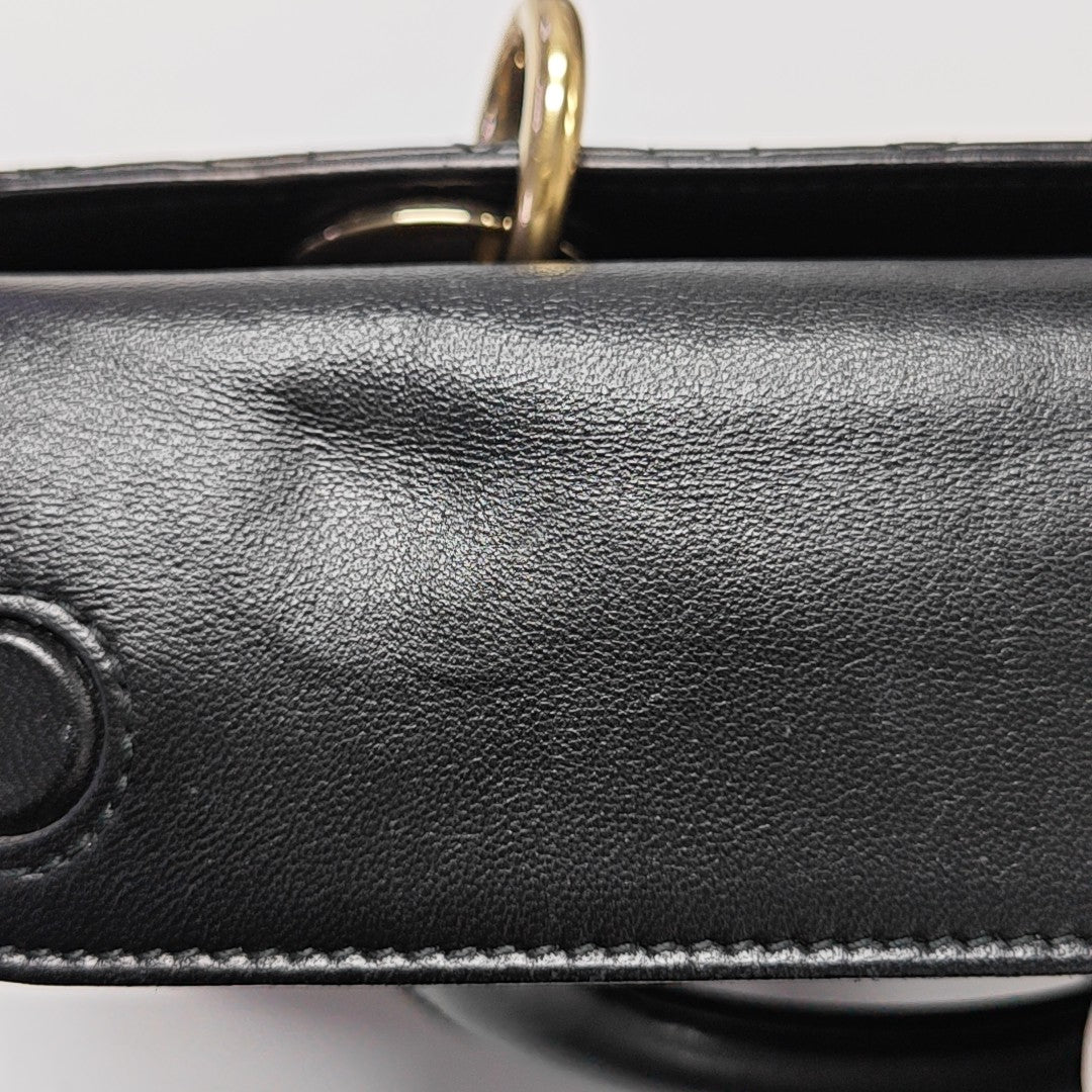 Lady D-Joy Small Quilted Lambskin Black