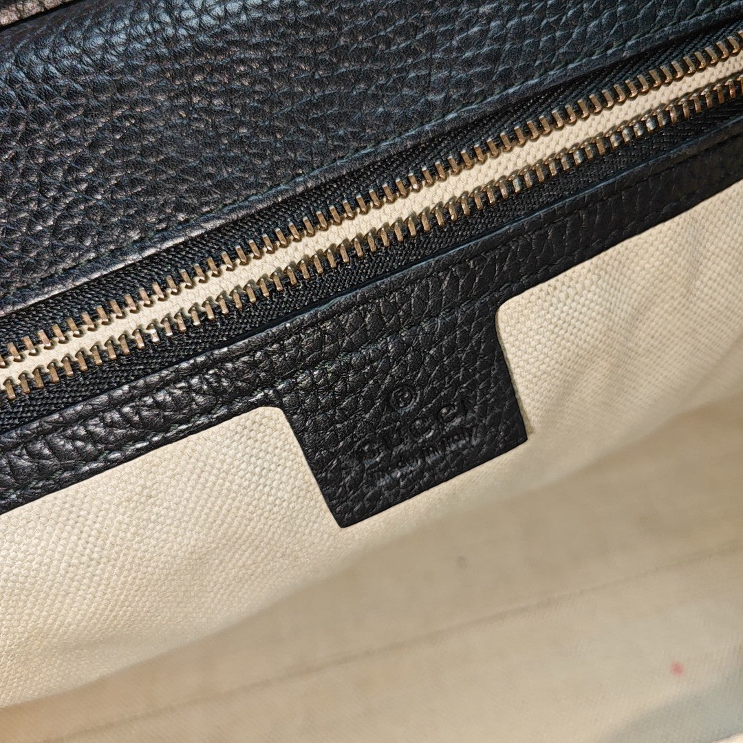 GG Marmont Top Handle Large Calfskin Black
