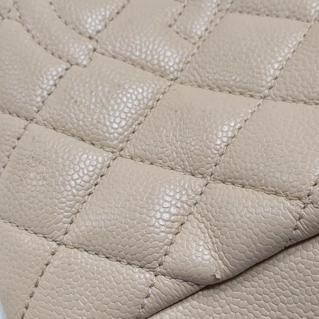 CHANEL PETITE Quilted Grained Calfskin Beige
