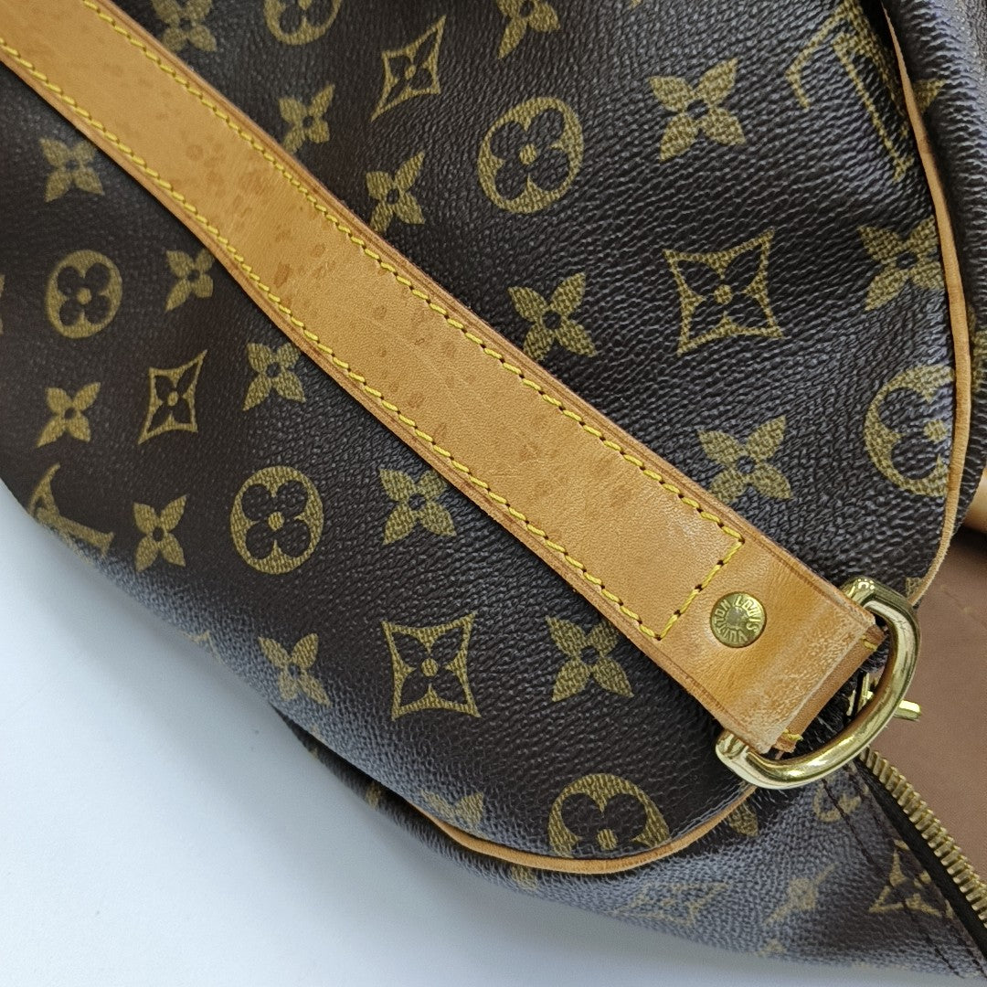 KEEPALL 50 Monogram Coated Canvas Brown