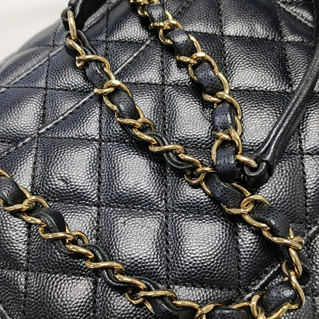 COCO HANDLE Medium Quilted Grained Calfskin Black