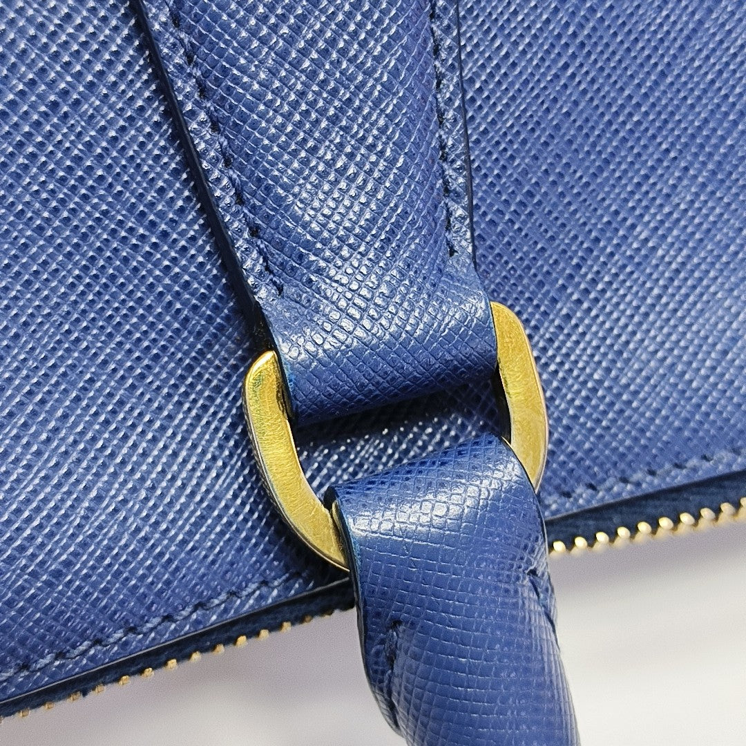 Galleria Large Saffiano Calfskin Blue