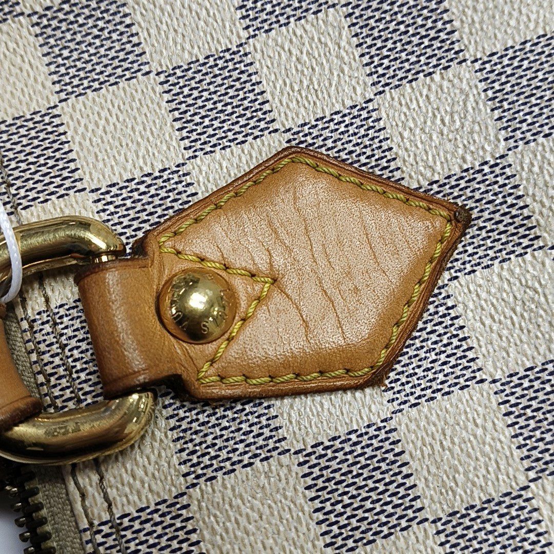 SALEYA PM Damier Azur Coated Canvas White