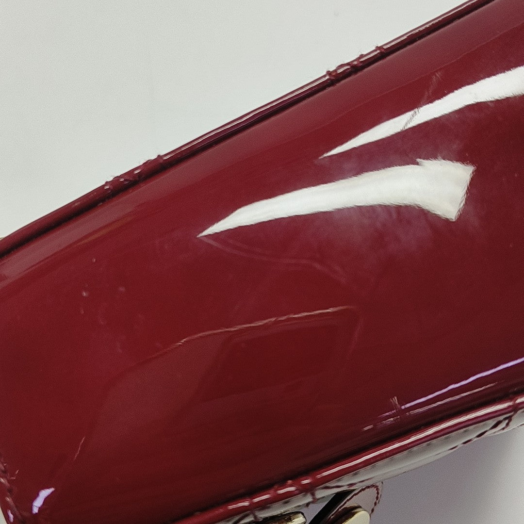 Lady Dior Mini Cannage Patent Calfskin Red