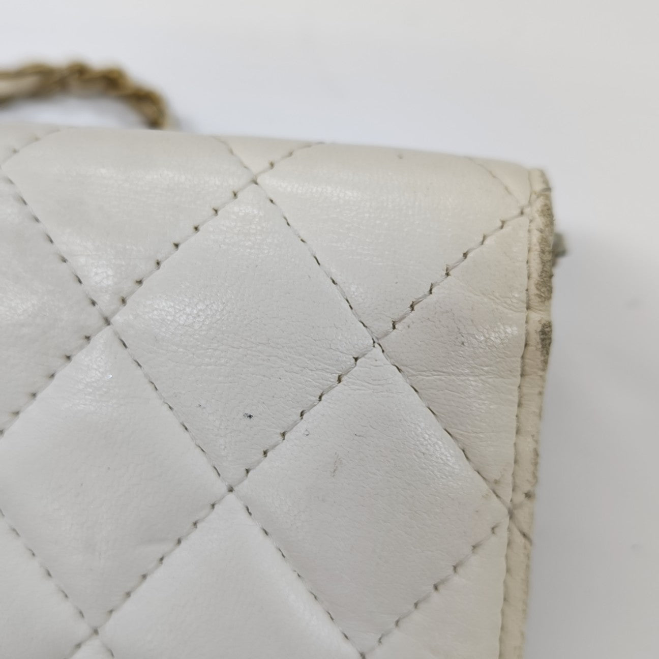 Quilted Lambskin Shoulder Bag White