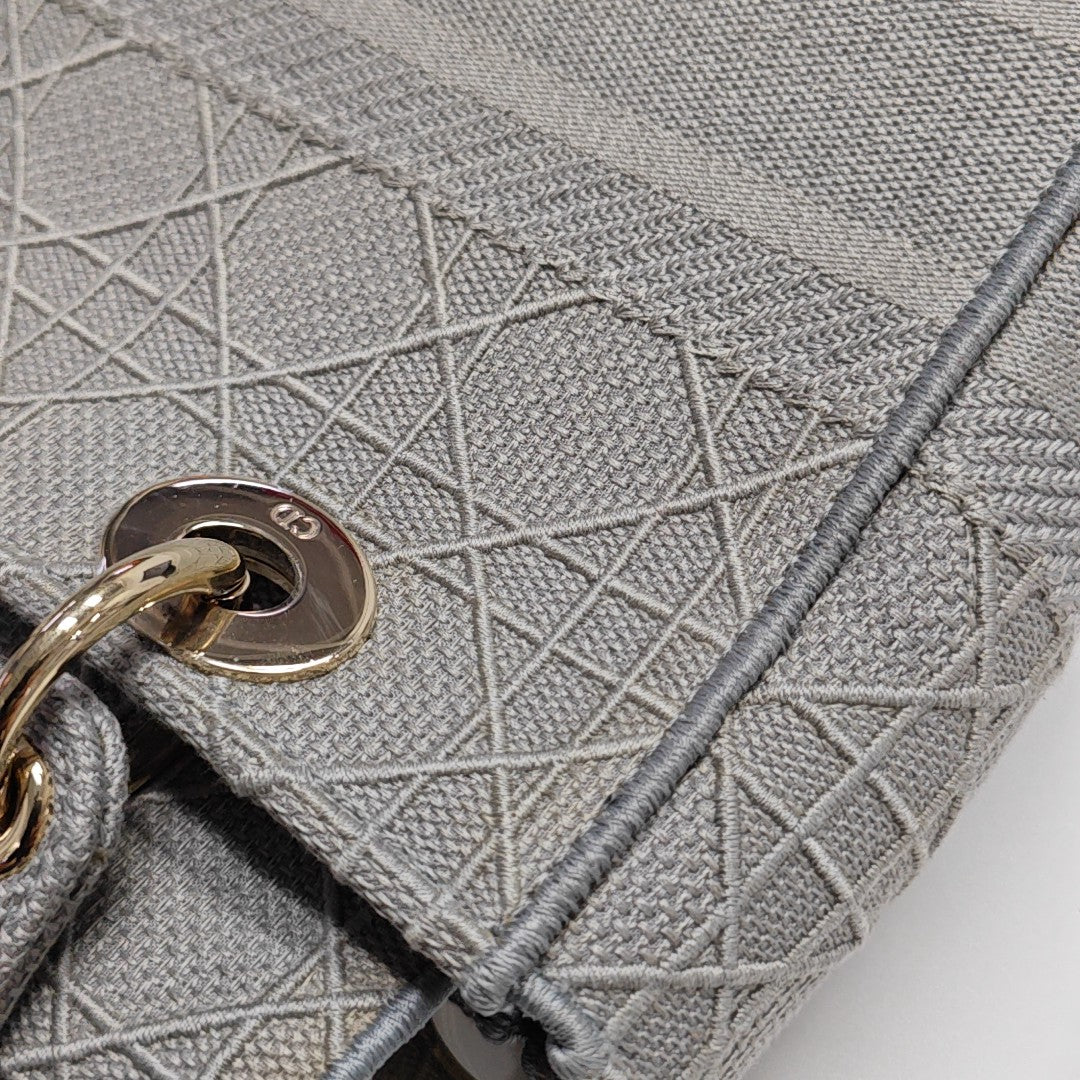 Lady D-Lite Medium Cannage Canvas Gray