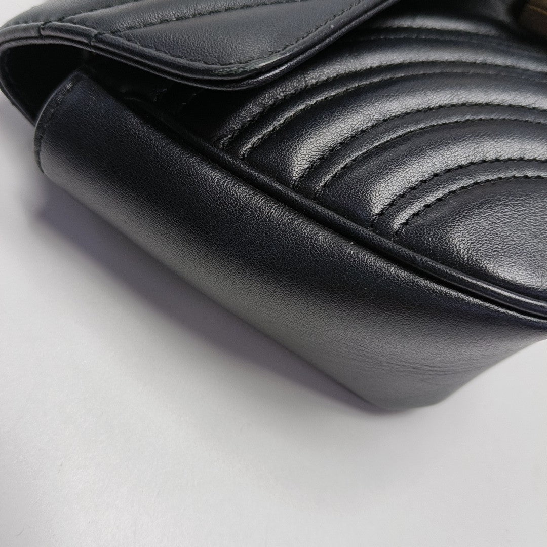 GG Marmont Small Quilted Calfskin Black