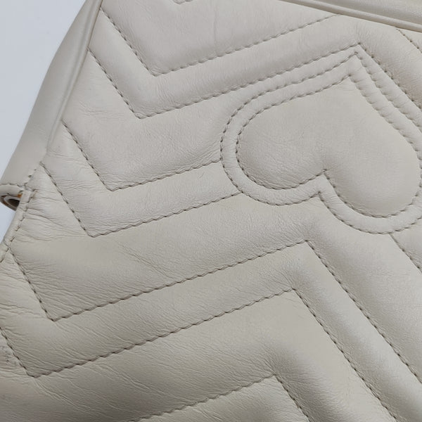 GG Marmont Mini Quilted Calfskin White