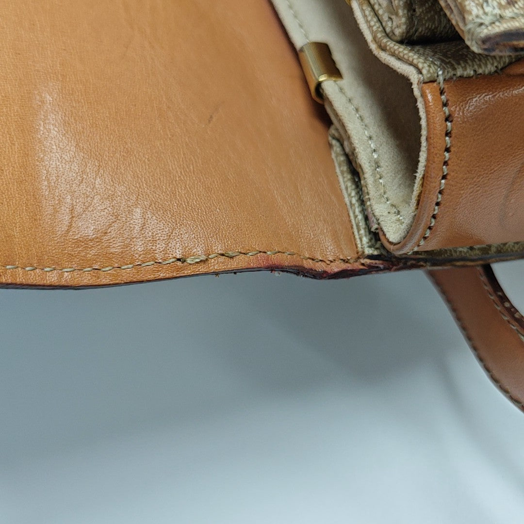 Coated Canvas Shoulder Bag Beige