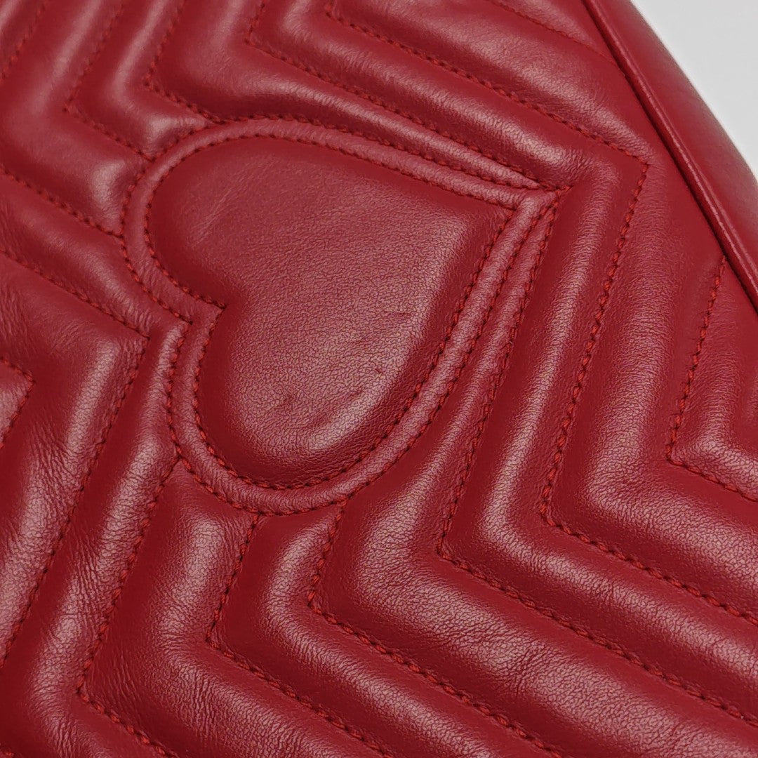 GG Marmont Medium Quilted Calfskin Red