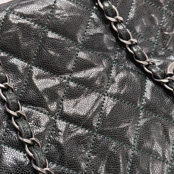 Quilted Grained Calfskin Shoulder Bag Green