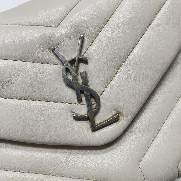 LOULOU Small Chevron Calfskin White