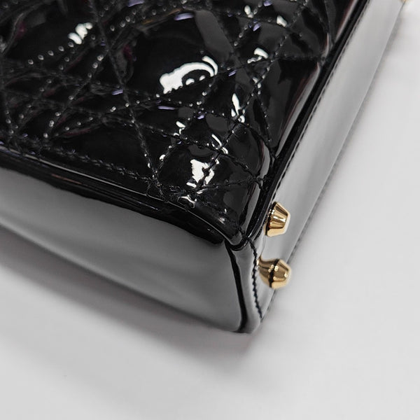 Lady Dior Mini Quilted Patent Leather Black