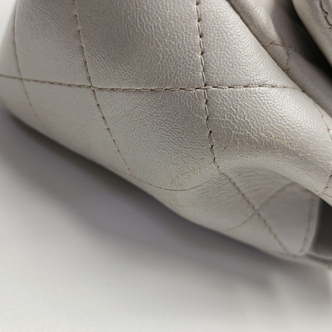 Quilted Lambskin Shoulder Bag White