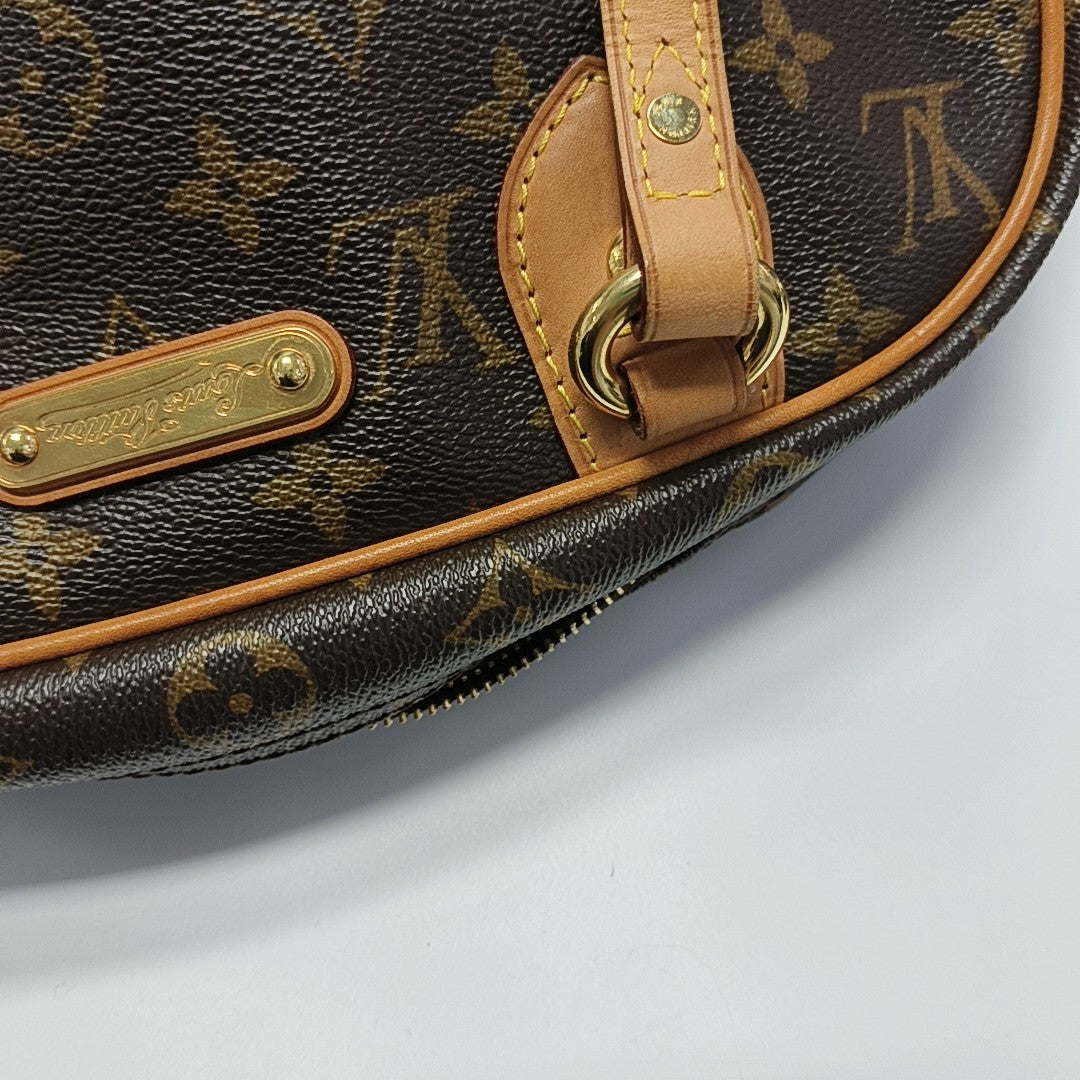MONTORGUEI PM Monogram Coated Canvas Brown