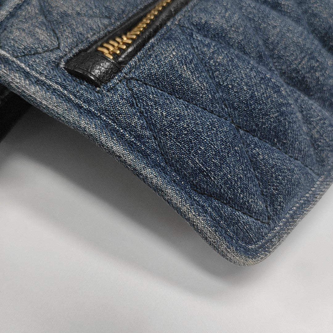Quilted Denim Shoulder Bag Blue