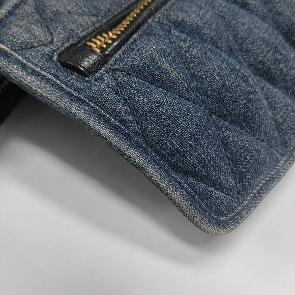 Quilted Denim Shoulder Bag Blue