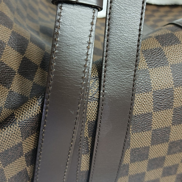 KEEPALL 55 Damier Ebene Coated Canvas Brown