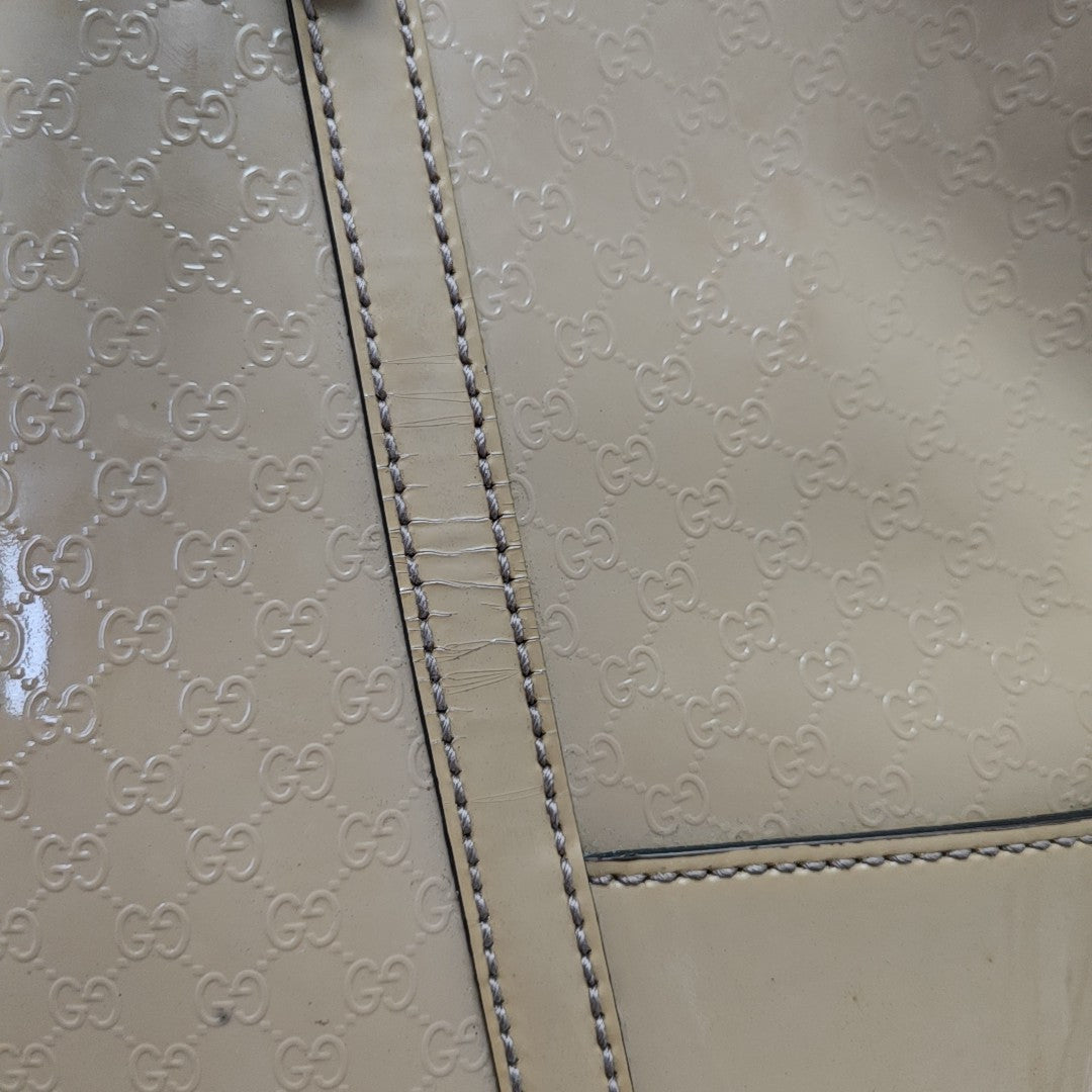 Monogram Patent Leather Shoulder Bag Beige