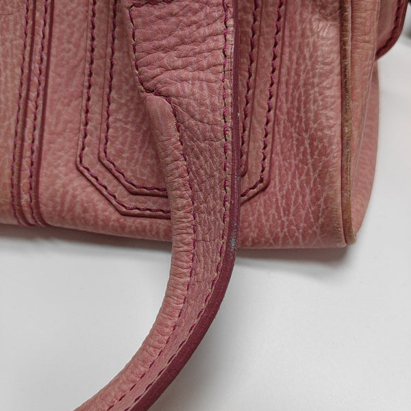 Leather Top Handle Bag Pink