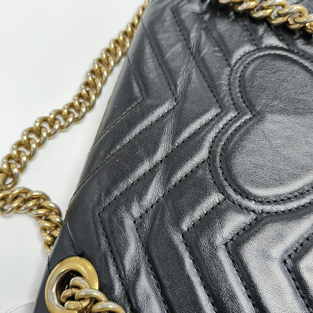 GG Marmont Medium Quilted Calfskin Black