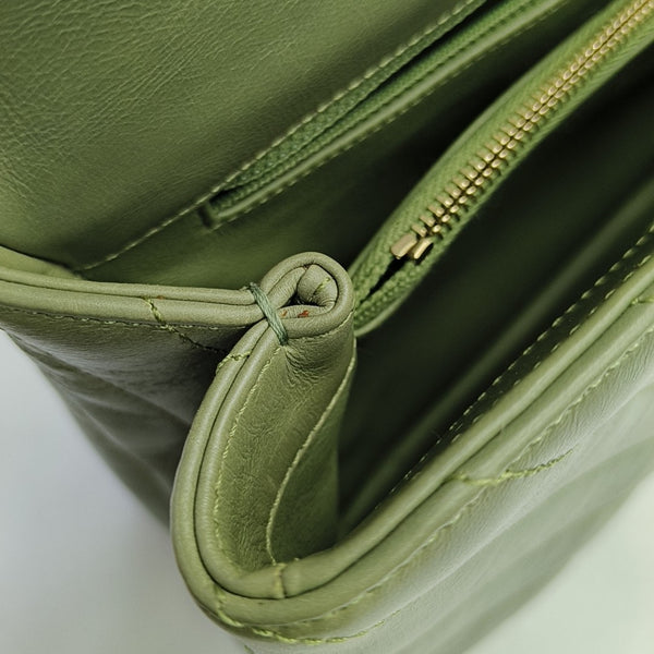 COCO HANDLE Medium Chevron, Quilted Calfskin Green