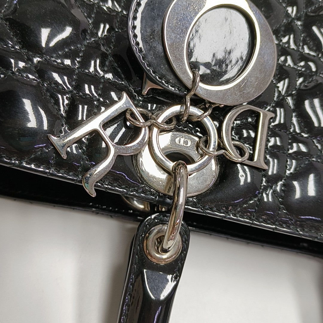 Lady Dior Large Cannage Patent Leather Black