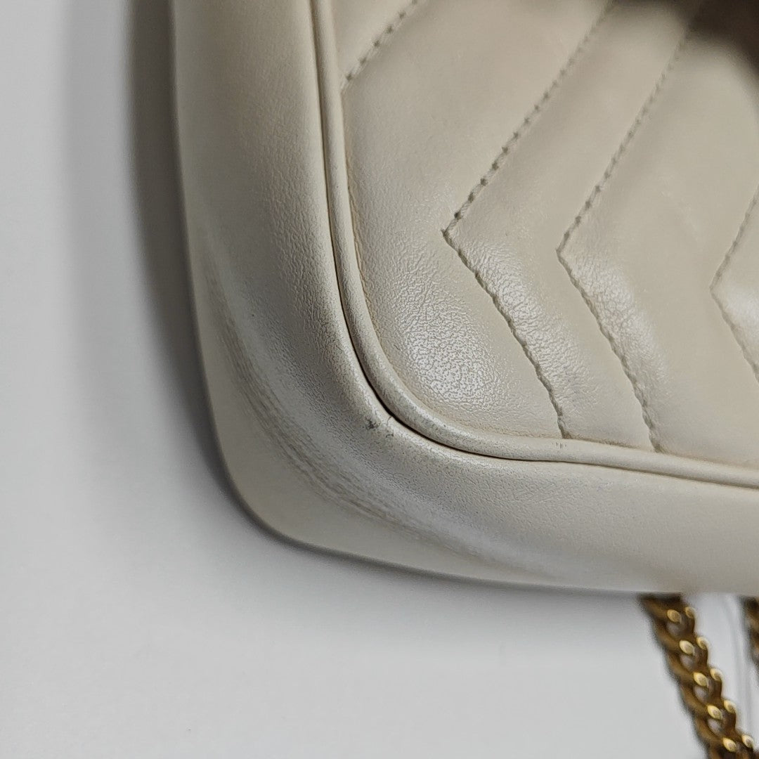 GG Marmont Mini Quilted Calfskin White