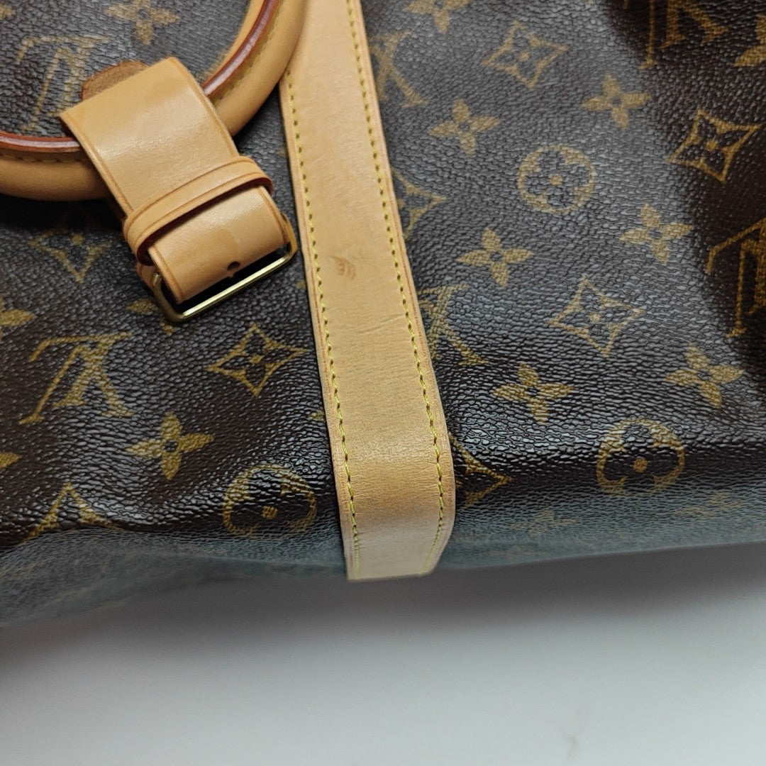 KEEPALL 55 Monogram Coated Canvas Brown
