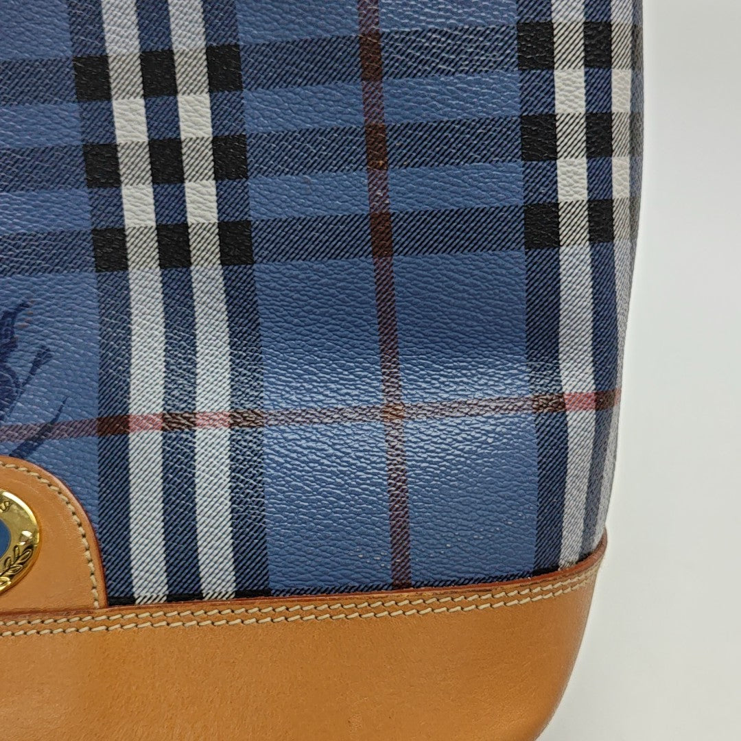 Coated Canvas Shoulder Bag Blue