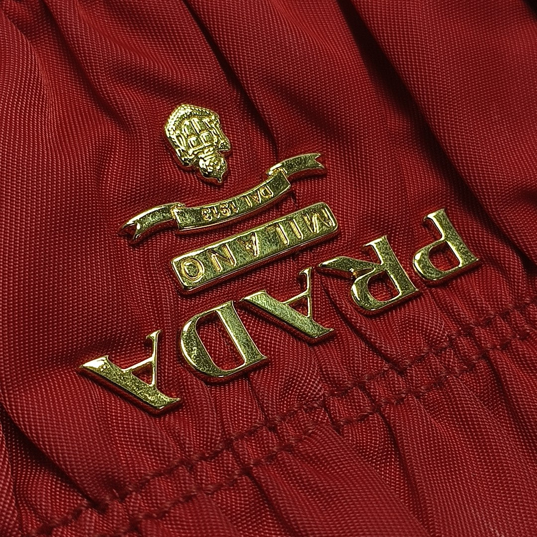 Quilted Nylon Tote Bag Red