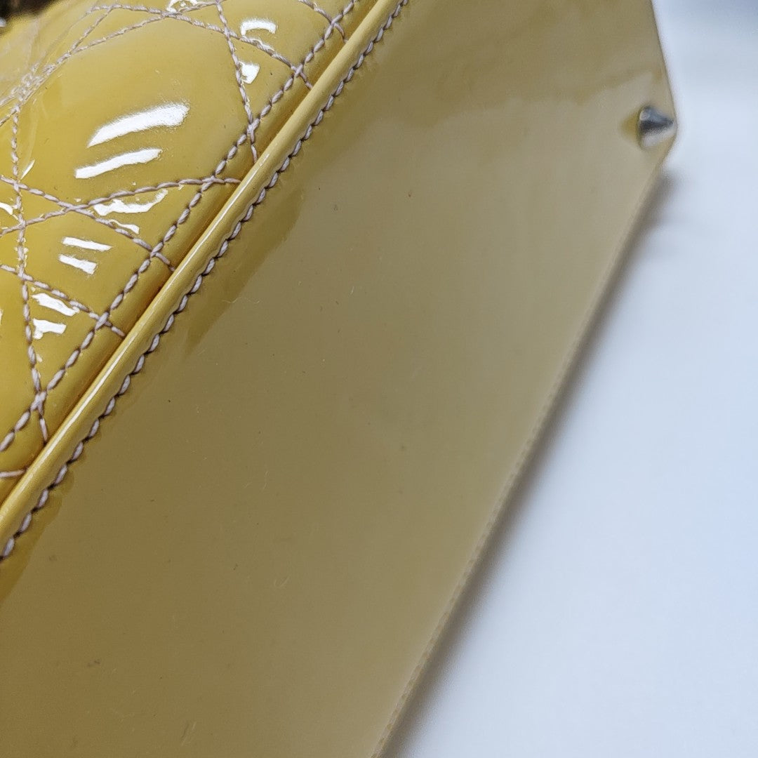 Lady Dior Medium Cannage Patent Leather Yellow