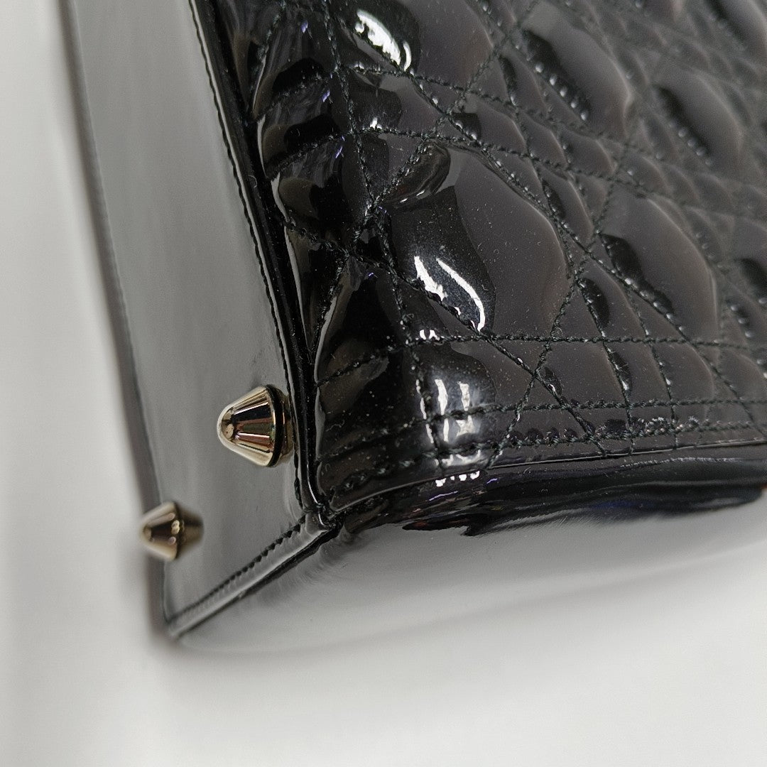 Lady Dior Large Cannage Patent Leather Black
