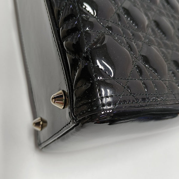 Lady Dior Large Cannage Patent Leather Black