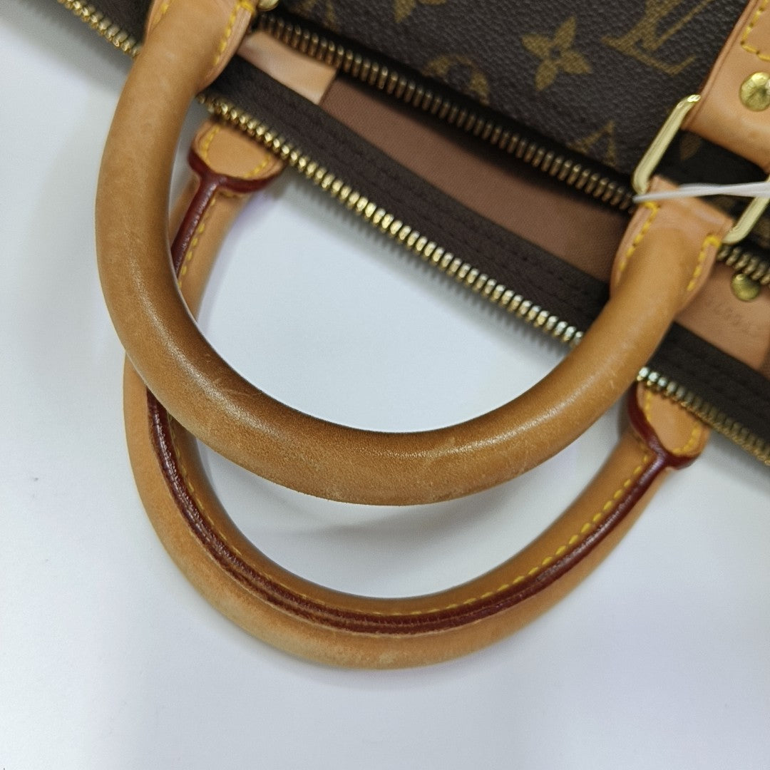 KEEPALL 50 Monogram Coated Canvas Brown