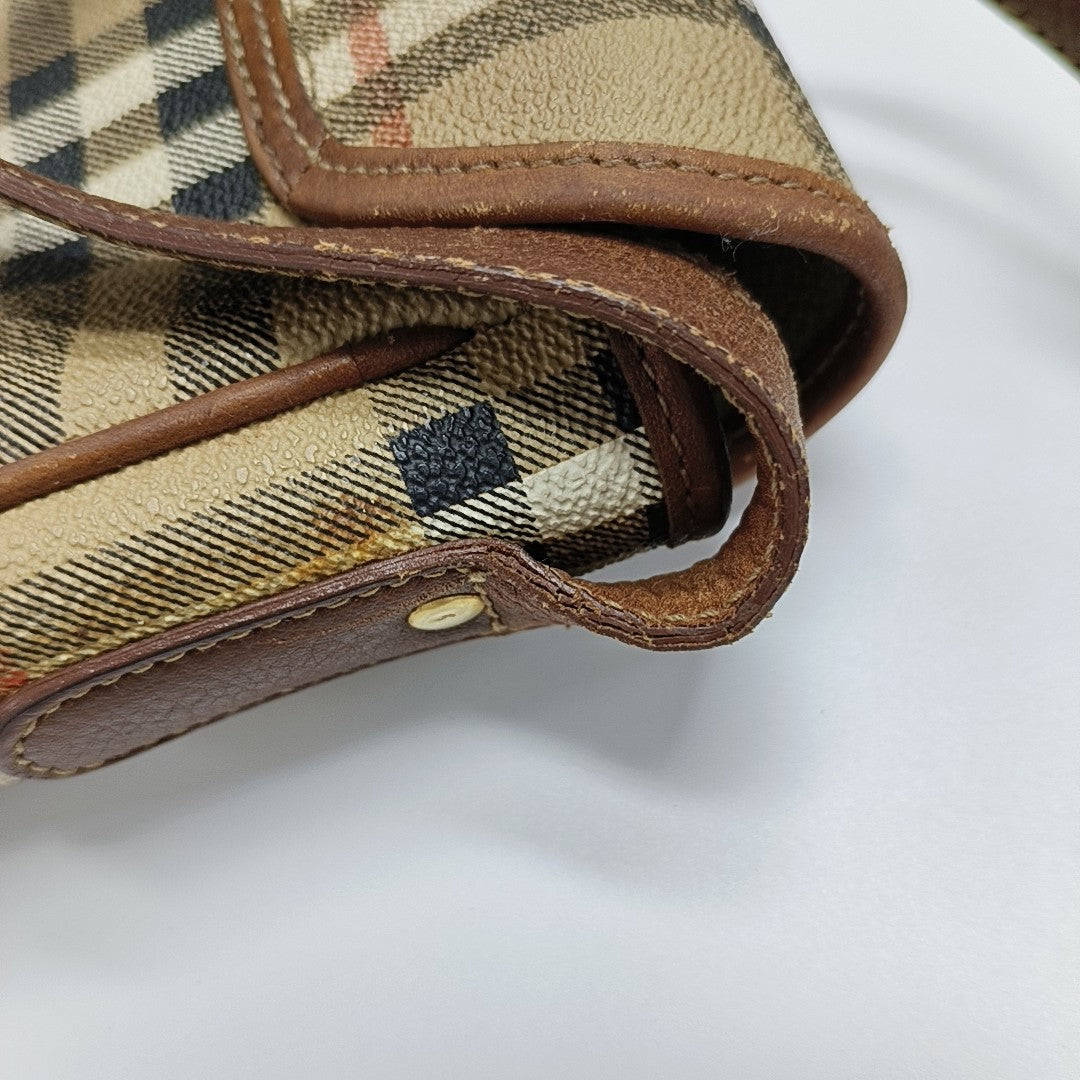 Coated Canvas Shoulder Bag Beige