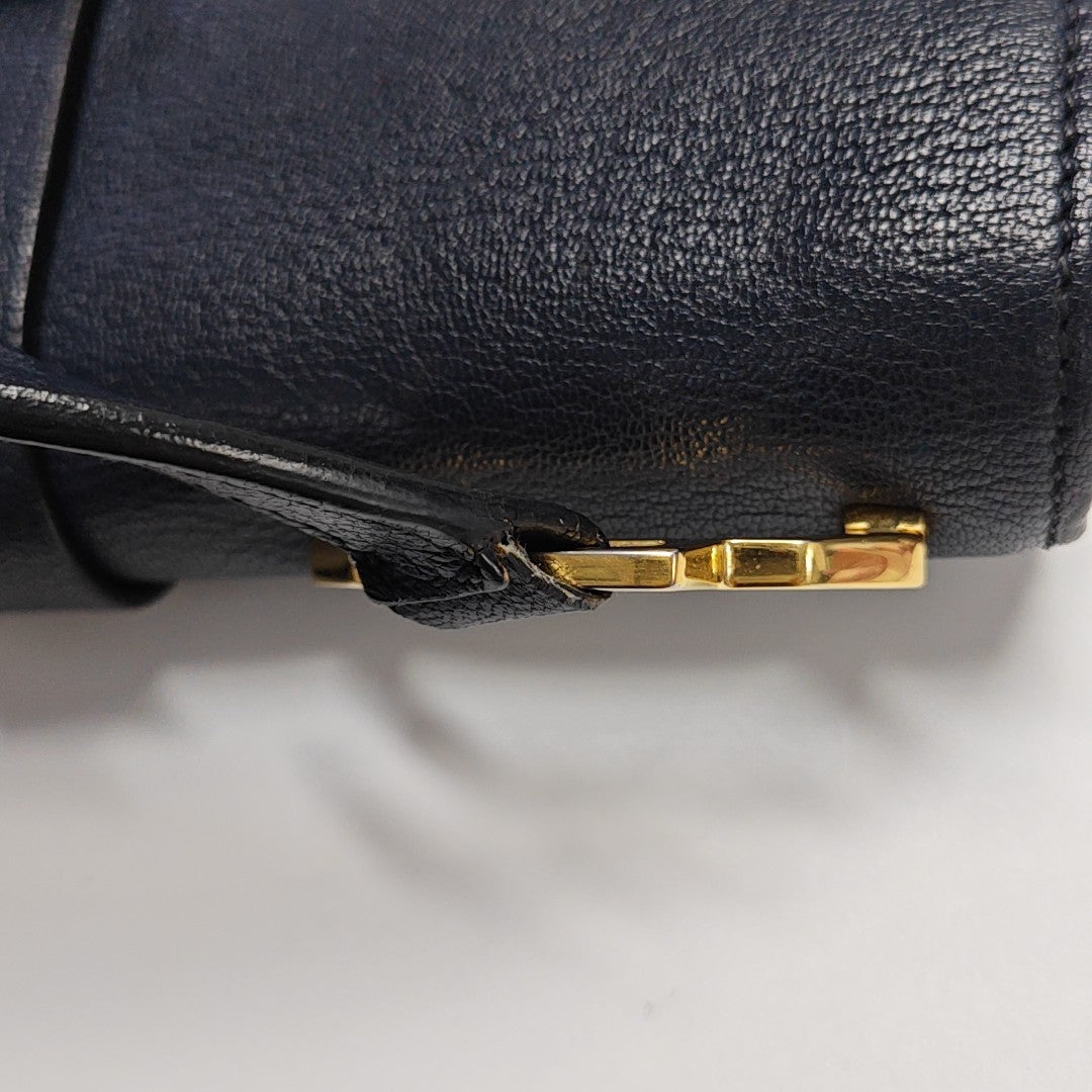 Calfskin Top Handle Bag Blue