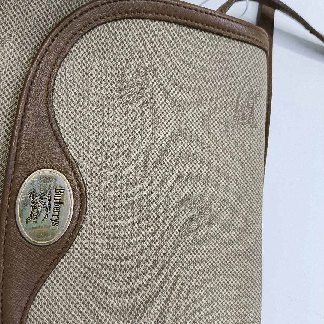 Coated Canvas Shoulder Bag Beige