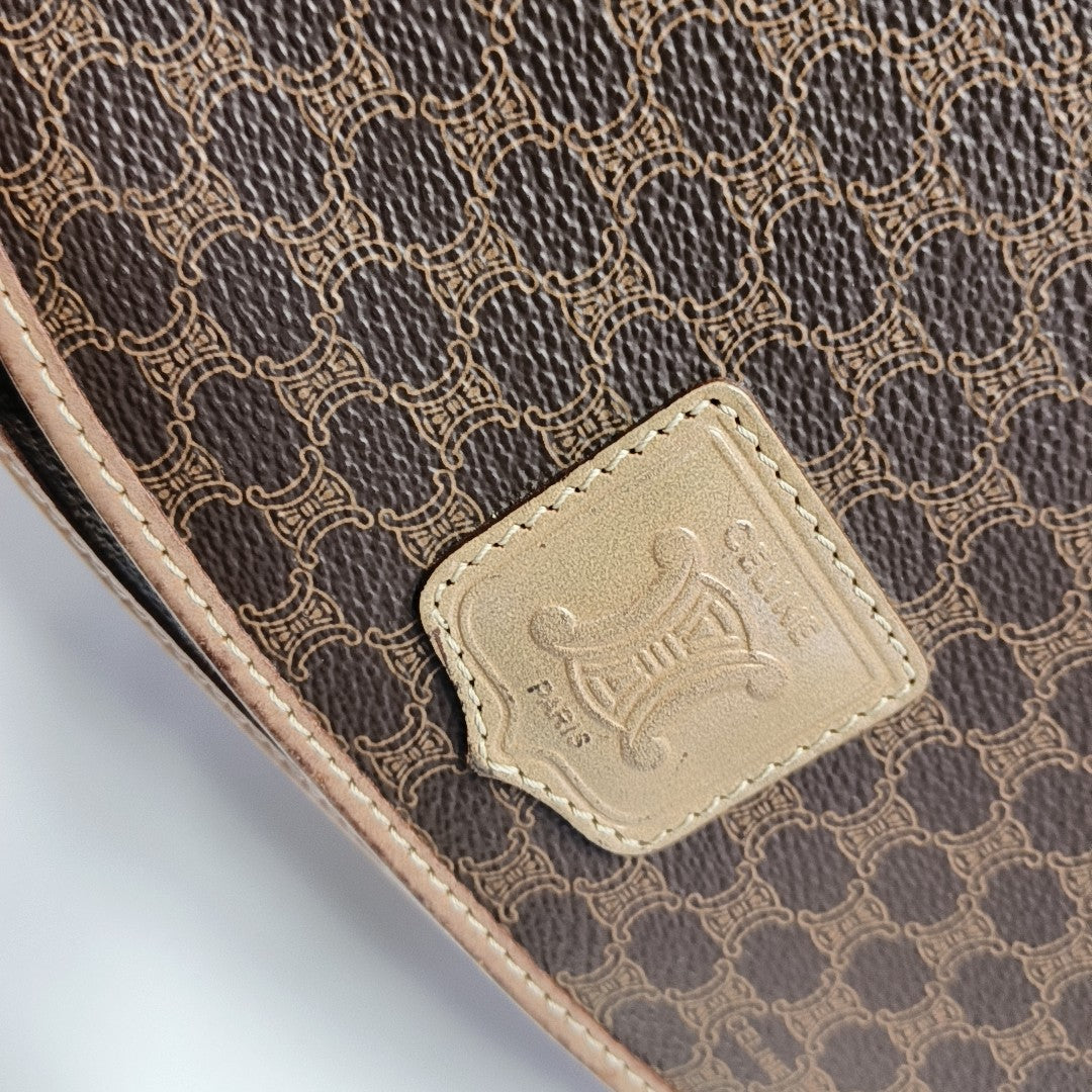 Coated Canvas Shoulder Bag Brown