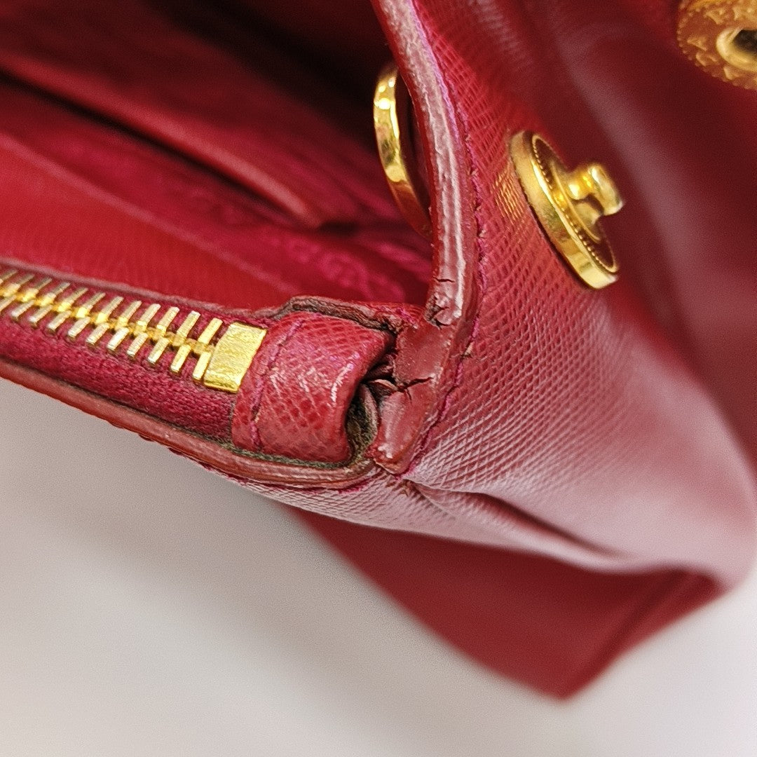Galleria Large Saffiano Calfskin Red